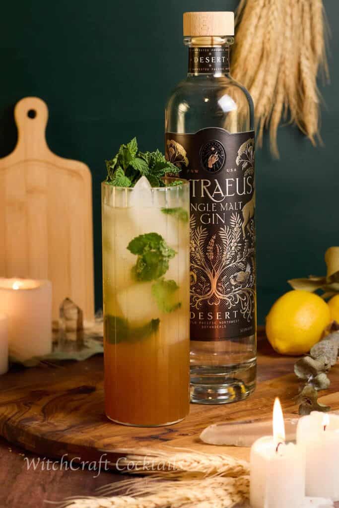 Virgo Cocktail with a big bottle of Astraeus Gin