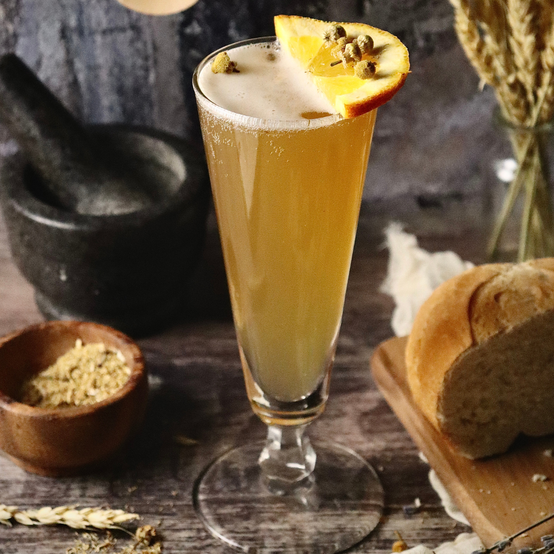 A lemon summer shandy in a tall glass