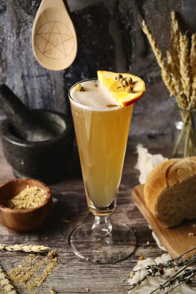 A lemon summer shandy in a tall glass