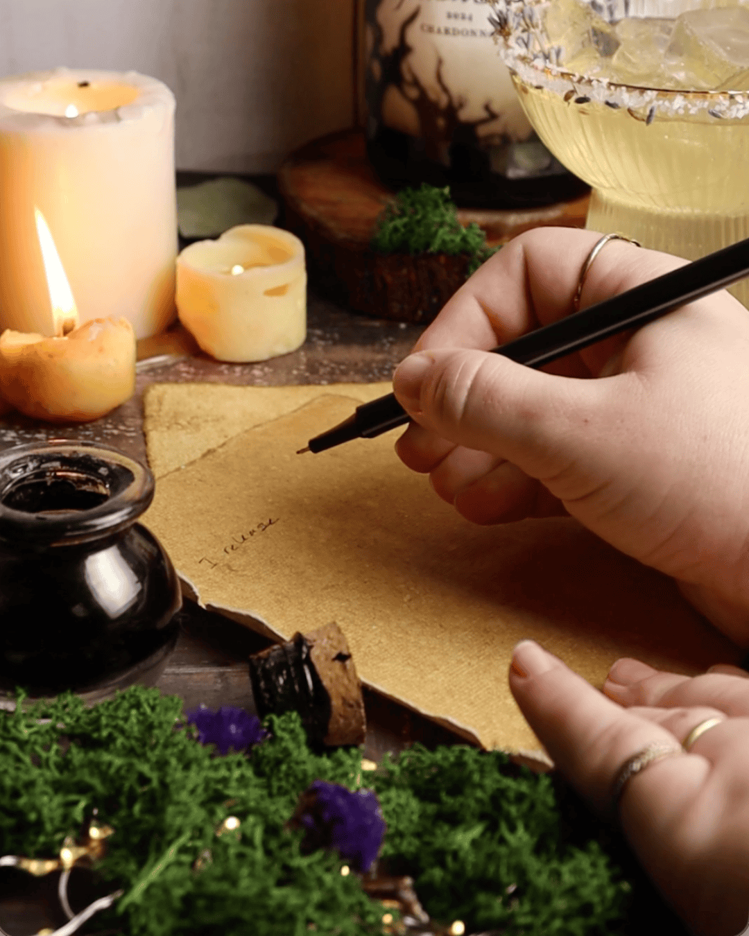 Writing on aged paper
